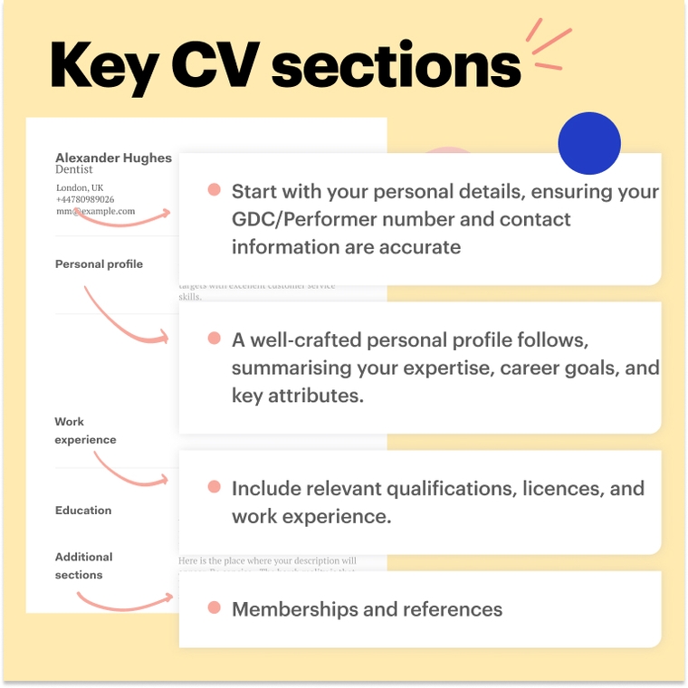 Dentist CV sections