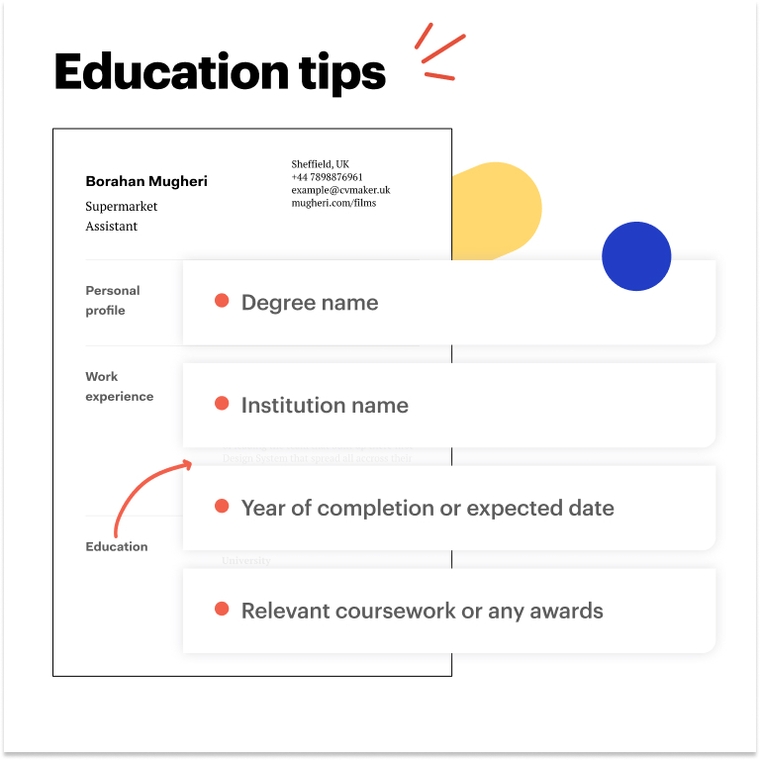 Supermarket CV - Education tips