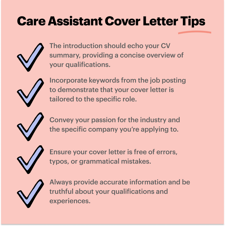 care assistant cover letter tips