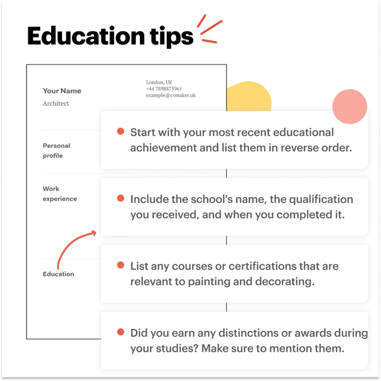 Architect CV - education tips 