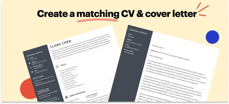 matching finance CV and cover letter