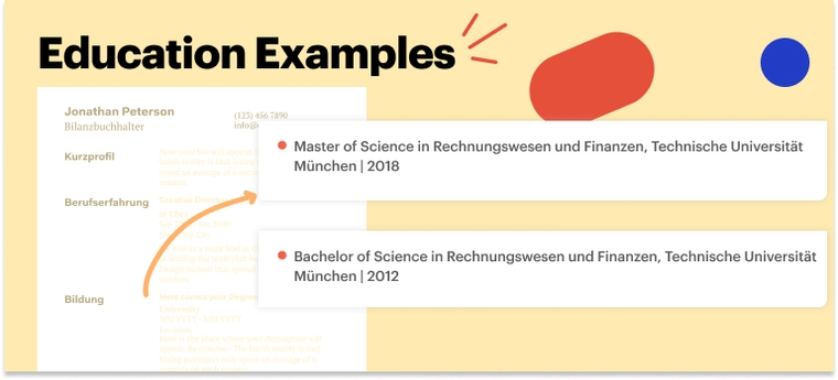 Education Examples German CV