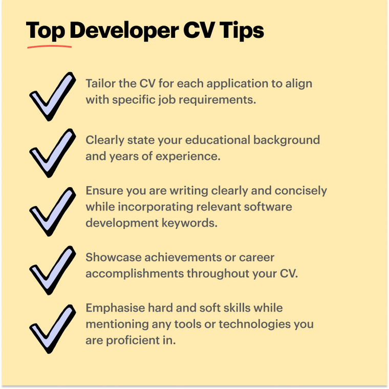 top CV tips for a developer CV