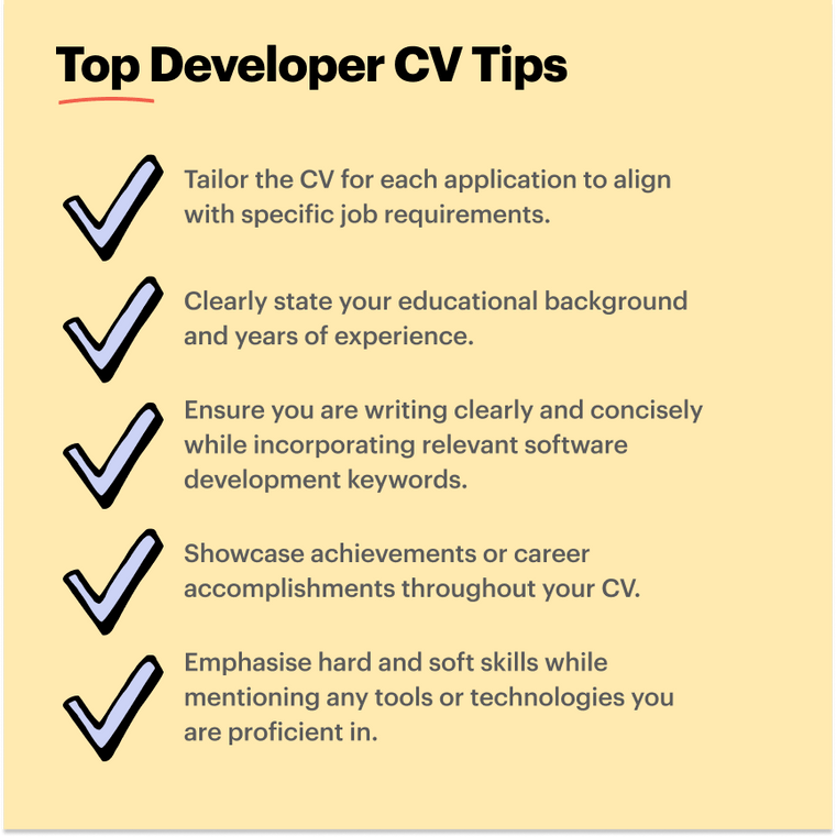 top CV tips for a developer CV top CV tips for a developer CV
