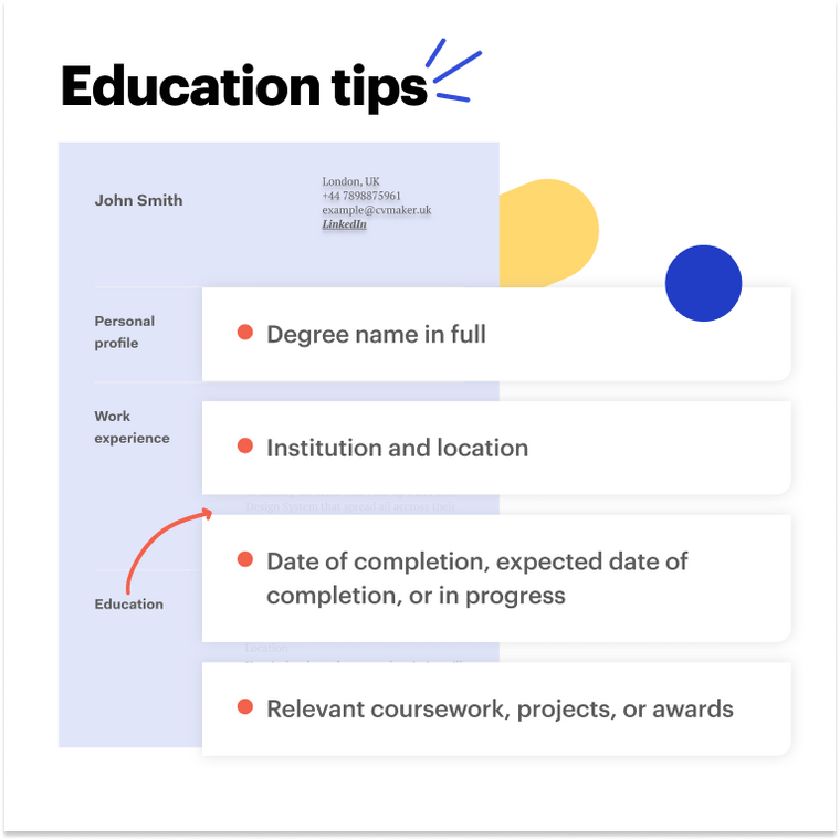 warehouse CV example education section