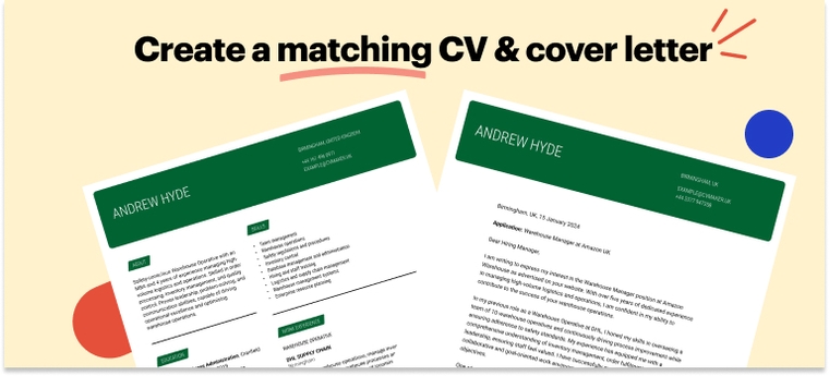 matching warehouse CV and cover letter