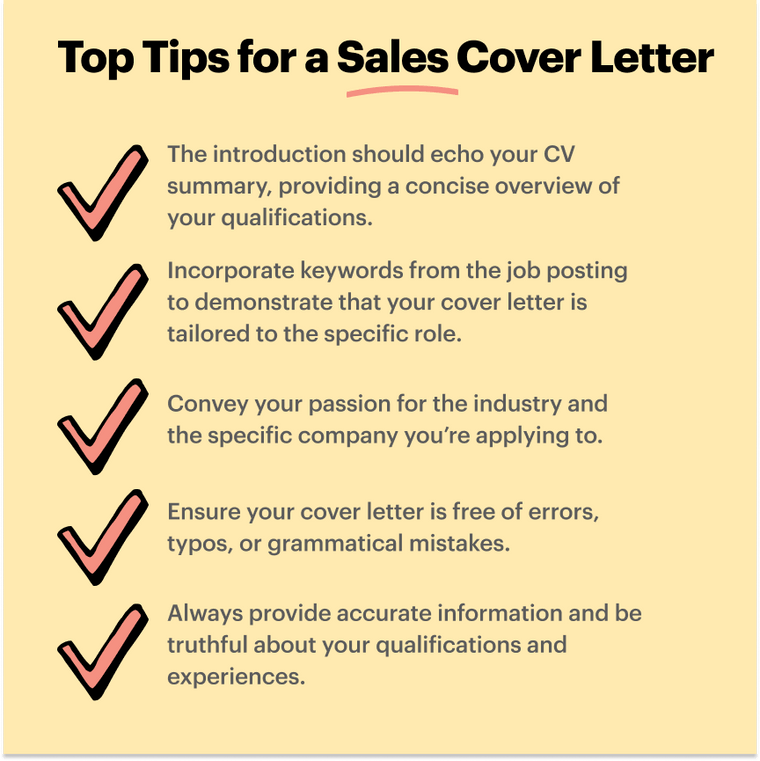 sales cover letter tips