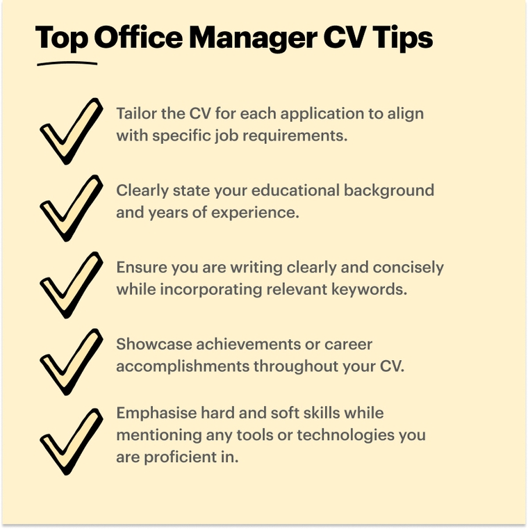 Office Manager CV Key tips