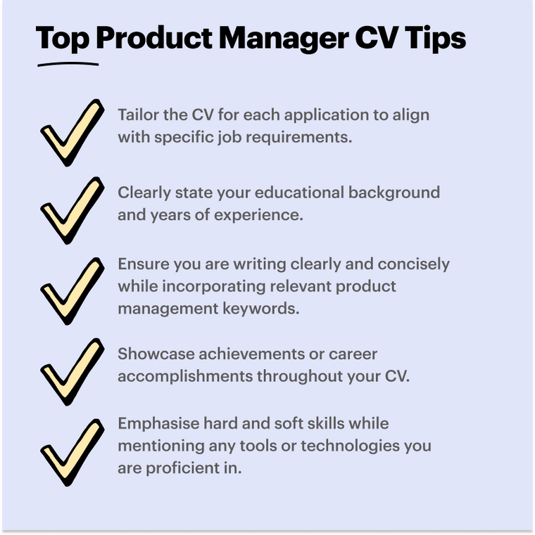 top tips for a product manager CV