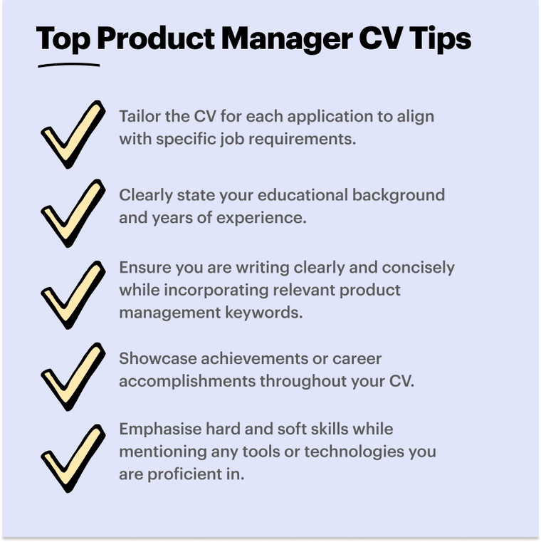 top tips for a product manager CV top tips for a product manager CV