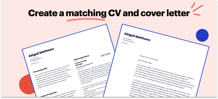 Matching CV & cover letter for a designer
