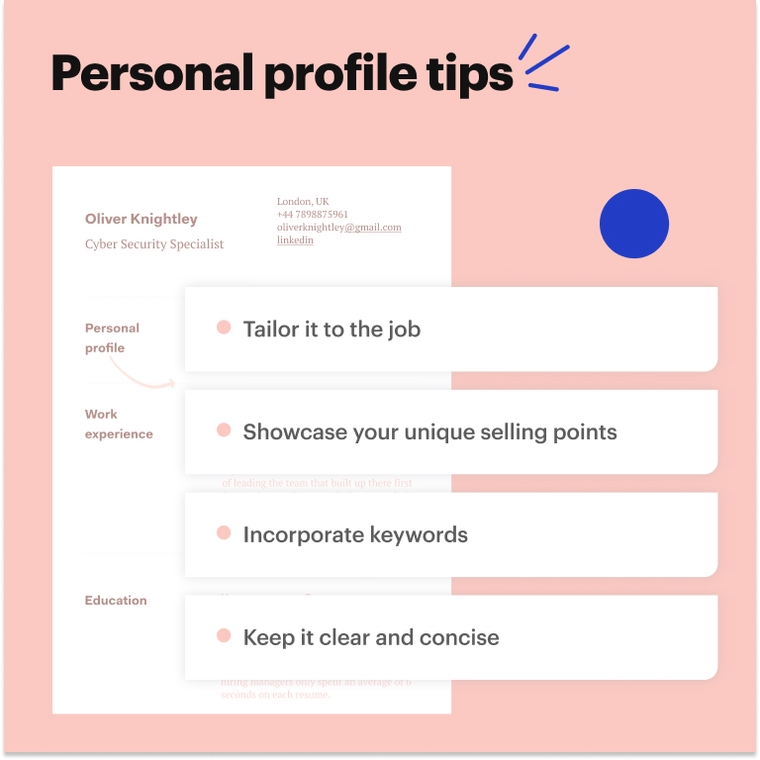 cyber security CV personal profile tips