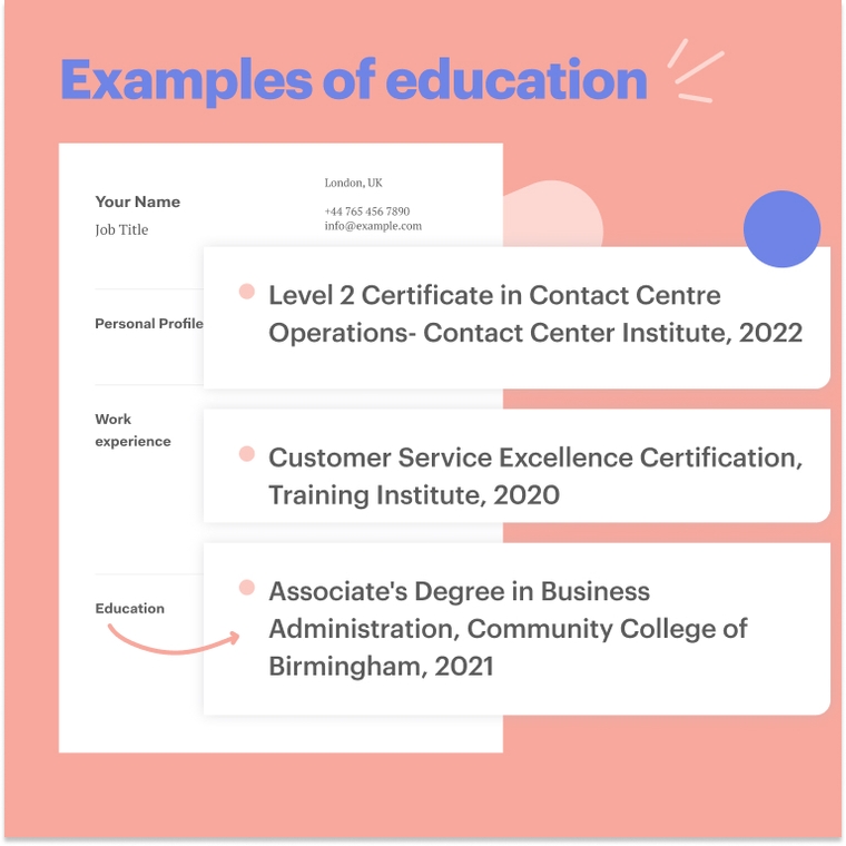 Education Examples Call Centre CV