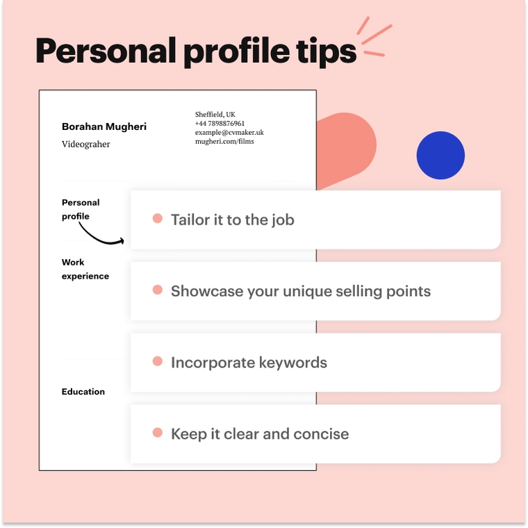 Videographer CV - Personal profile tips 