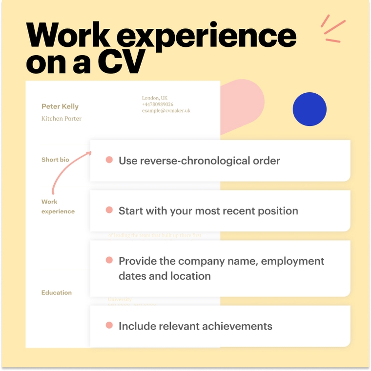 Work experience cv tips