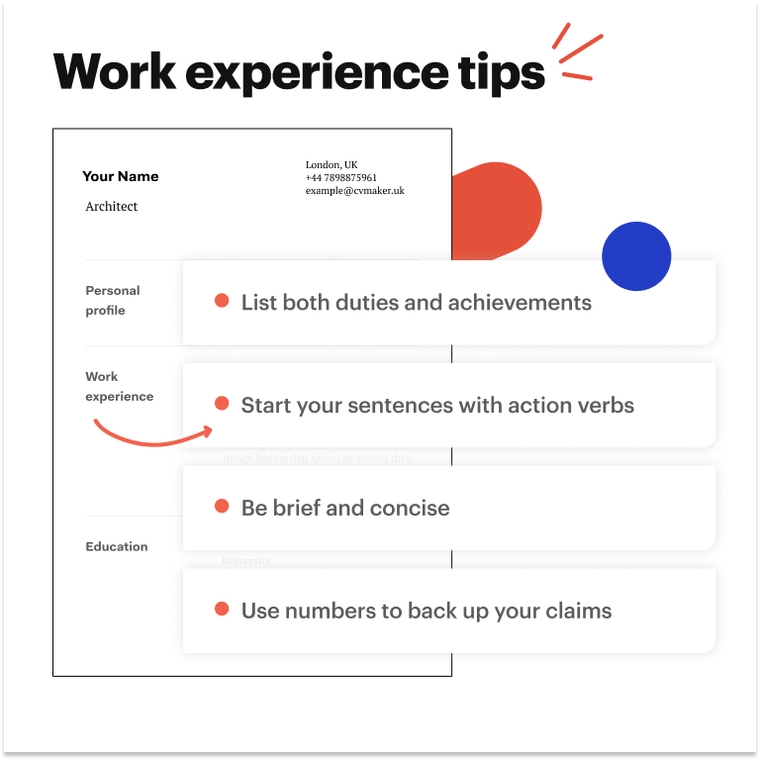 Architect CV work experience tips 
