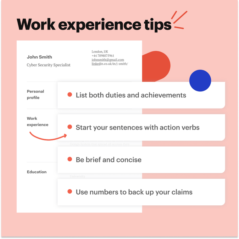 cyber security CV work experience tips cyber security CV work experience tips