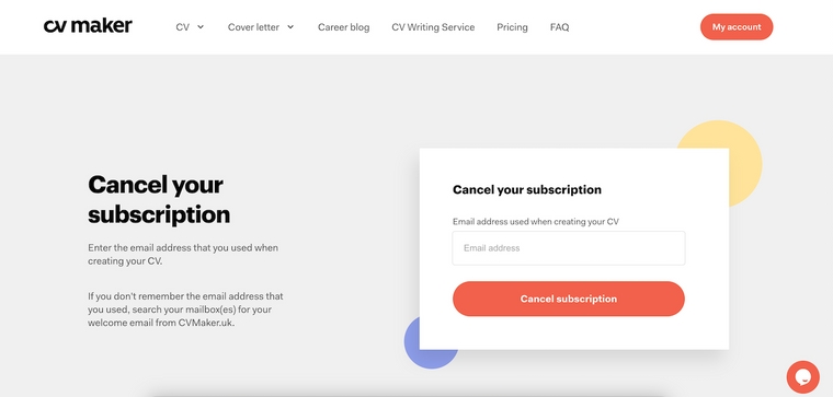 CVMaker - Cancel your subscription