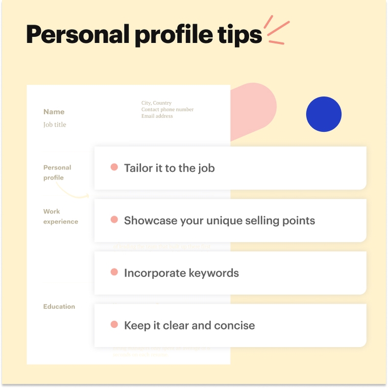 Actor CV personal profile tips