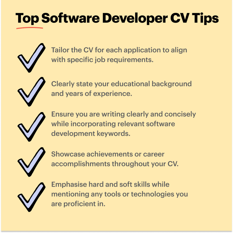 top tips software developer CV