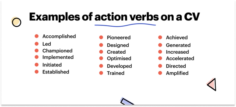 examples of action verbs on a CV