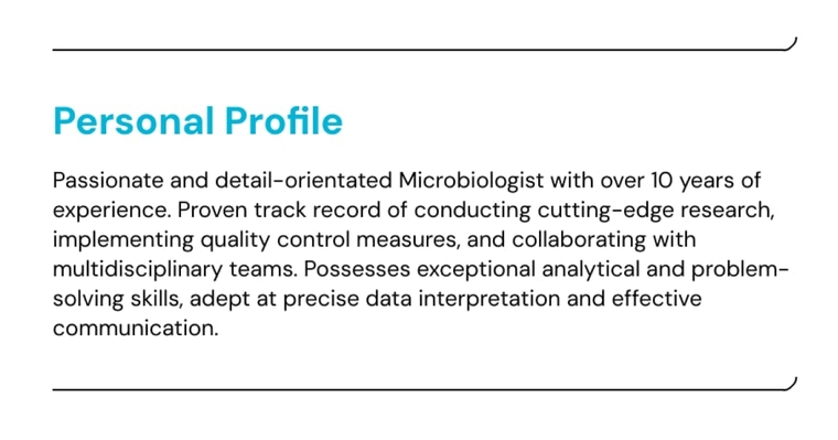 Microbiologist CV personal profile example
