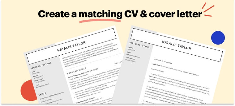 matching CV and CL example 