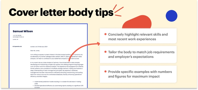 Cover letter body tips for a data analyst