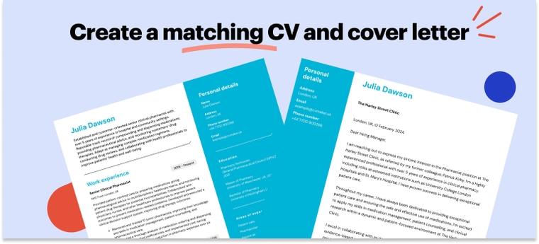 Matching CV and cover letter for a pharmacist