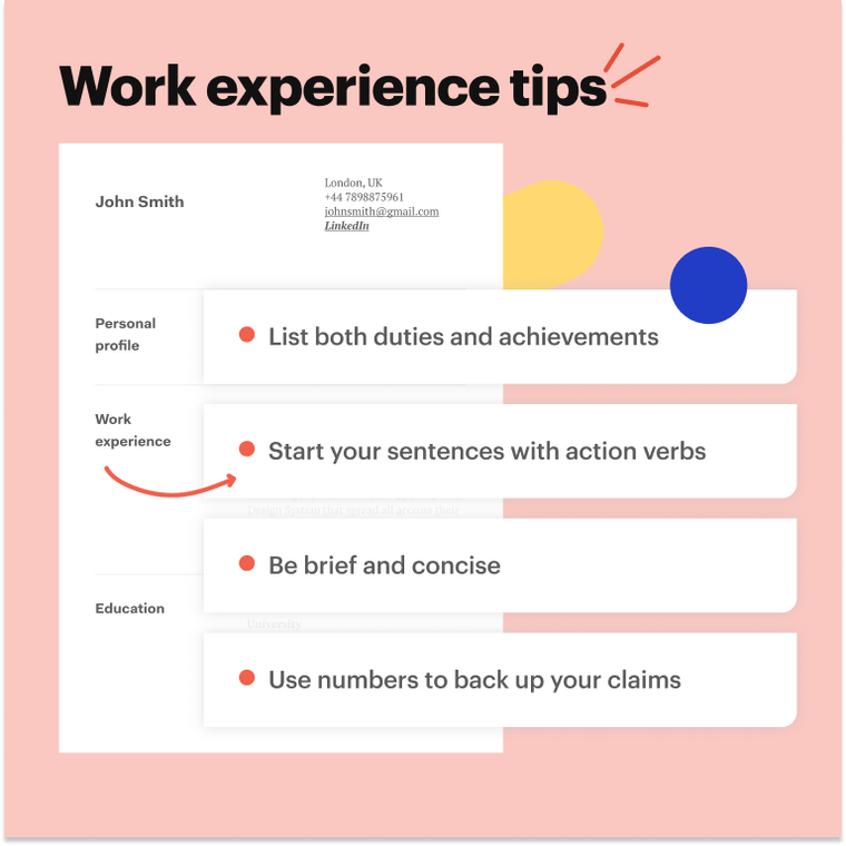 HR CV work experience tips