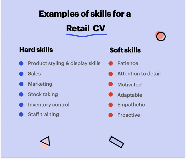 retail skills to add on a CV