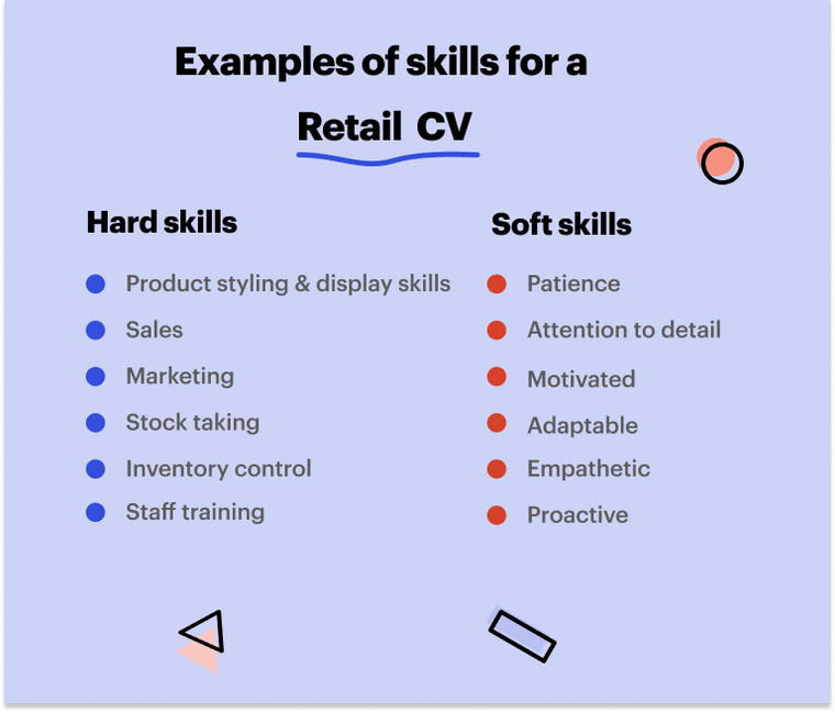 Retail Skills for a CV retail skills to add on a CV