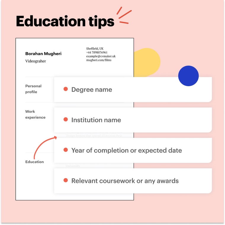 Videographer CV - Education tips