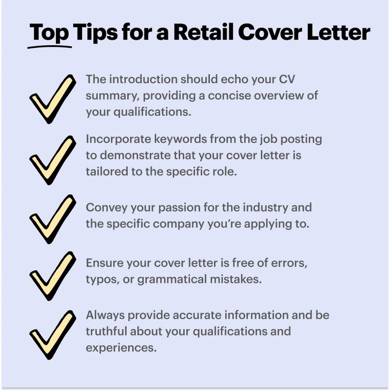 retail cover letter tips