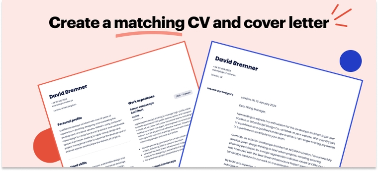 Matching CV and cover letter for architect