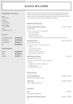 Choose template Auckland and create a professional CV