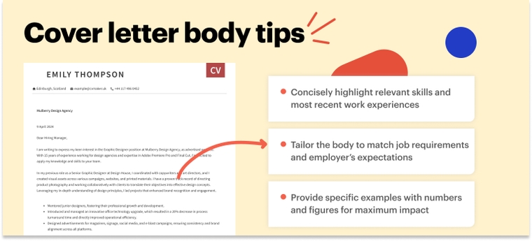 Cover letter body tips for a graphic designer
