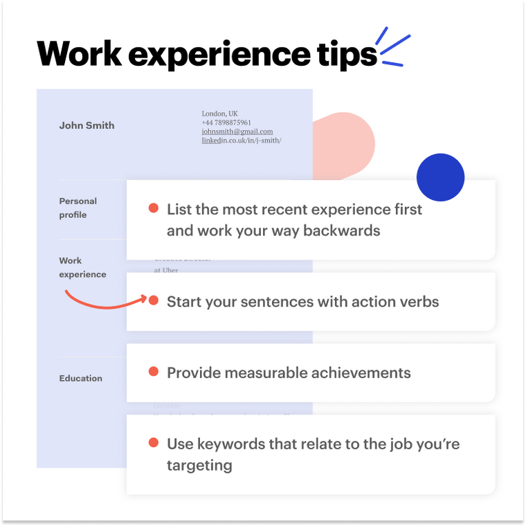 warehouse CV example work experience section